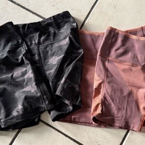 Athleta Black Camo and Pink Bike Shorts